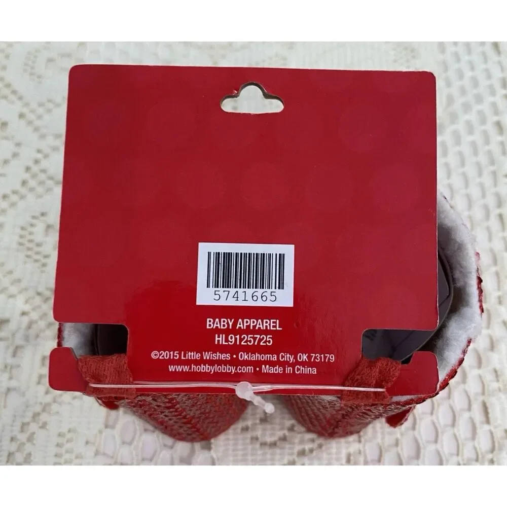 Little Wishes Baby Girl Size 3-6 months Red Boots Sparkly Christmas Holiday - Picture 11 of 12